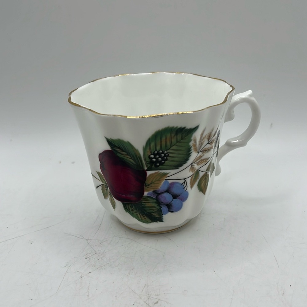 Royal Grafton Bone China Floral Tea Cup White Red Green Decor Art Collectible